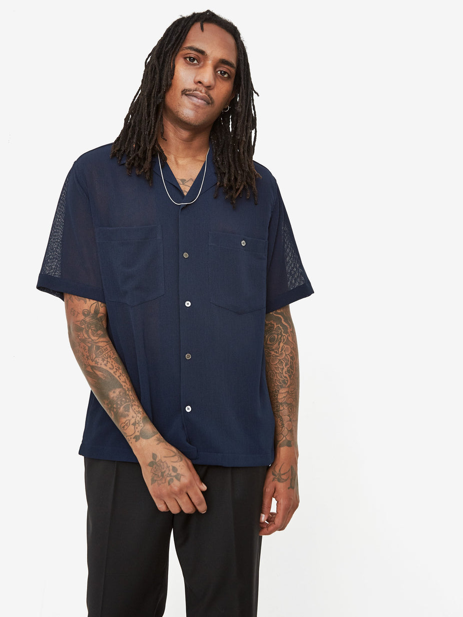 CMMN SWDN CMMN SWDN Dexter Camp Collar Shortsleeve Shirt - Navy - Blue