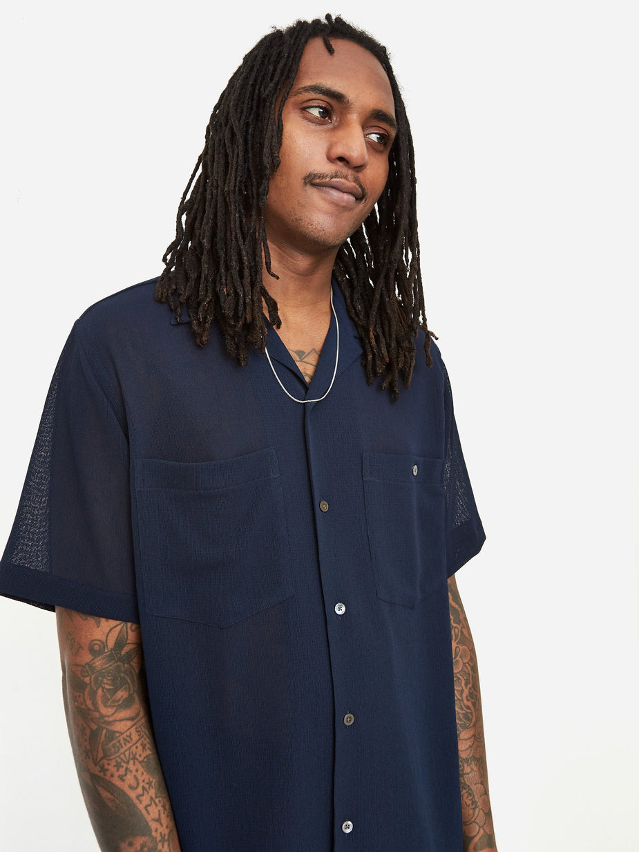CMMN SWDN CMMN SWDN Dexter Camp Collar Shortsleeve Shirt - Navy - Blue