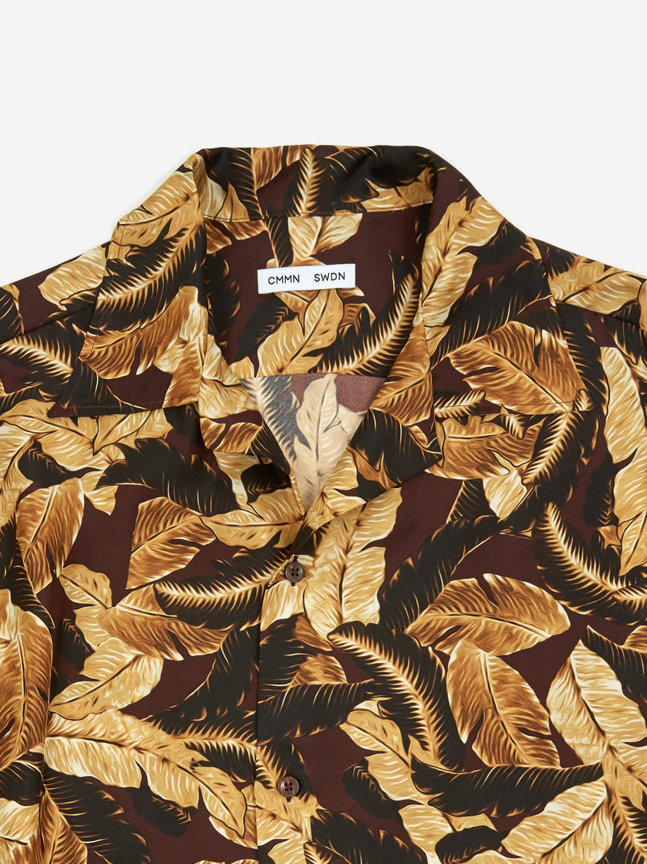 CMMN SWDN CMMN SWDN Kim Relaxed Fit Open Collar Shirt - Leaf Burgundy - Red