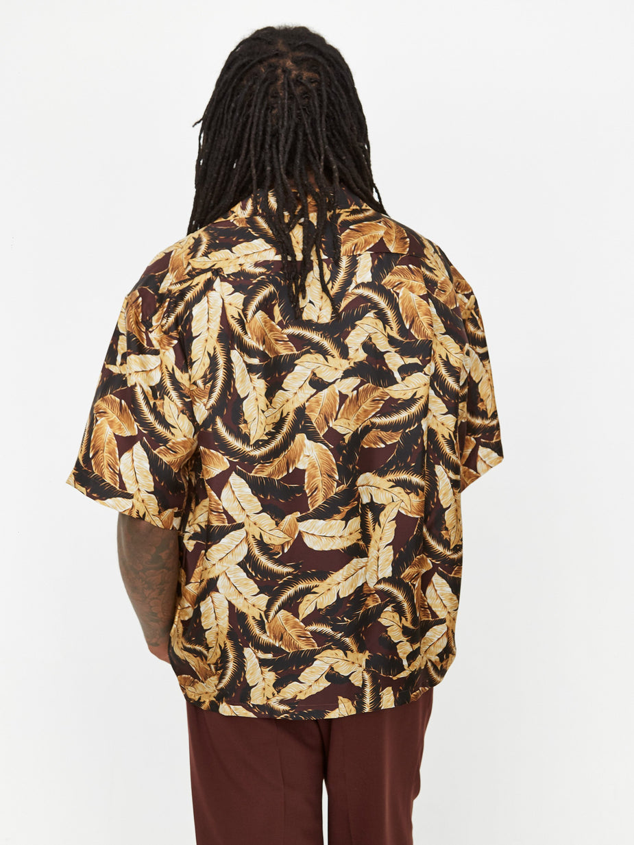 CMMN SWDN CMMN SWDN Kim Relaxed Fit Open Collar Shirt - Leaf Burgundy - Red