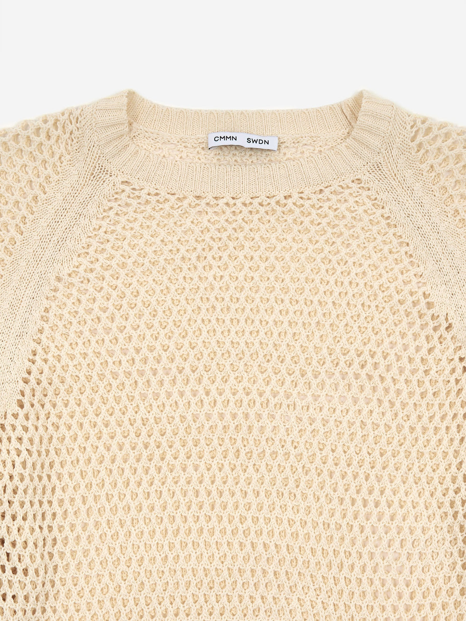 CMMN SWDN CMMN SWDN Toby Relaxed Crochet Knit Jumper - Ecru - Neutrals