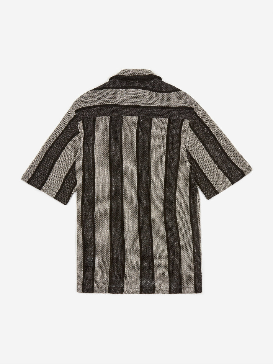 CMMN SWDN CMMN SWDN Wes Knitted Shortsleeve Shirt - Black/Silver - Silver