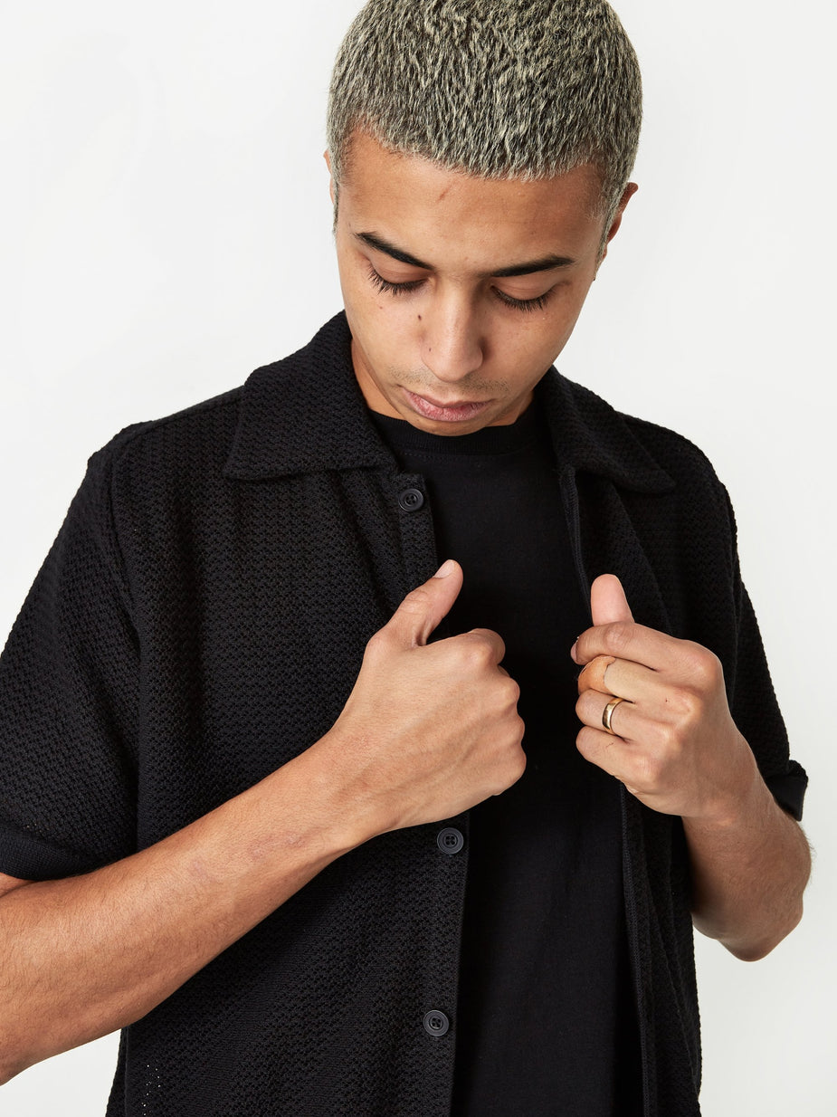 CMMN SWDN CMMN SWDN Wes Knitted Shortsleeve Shirt - Multi Stripe - Multi
