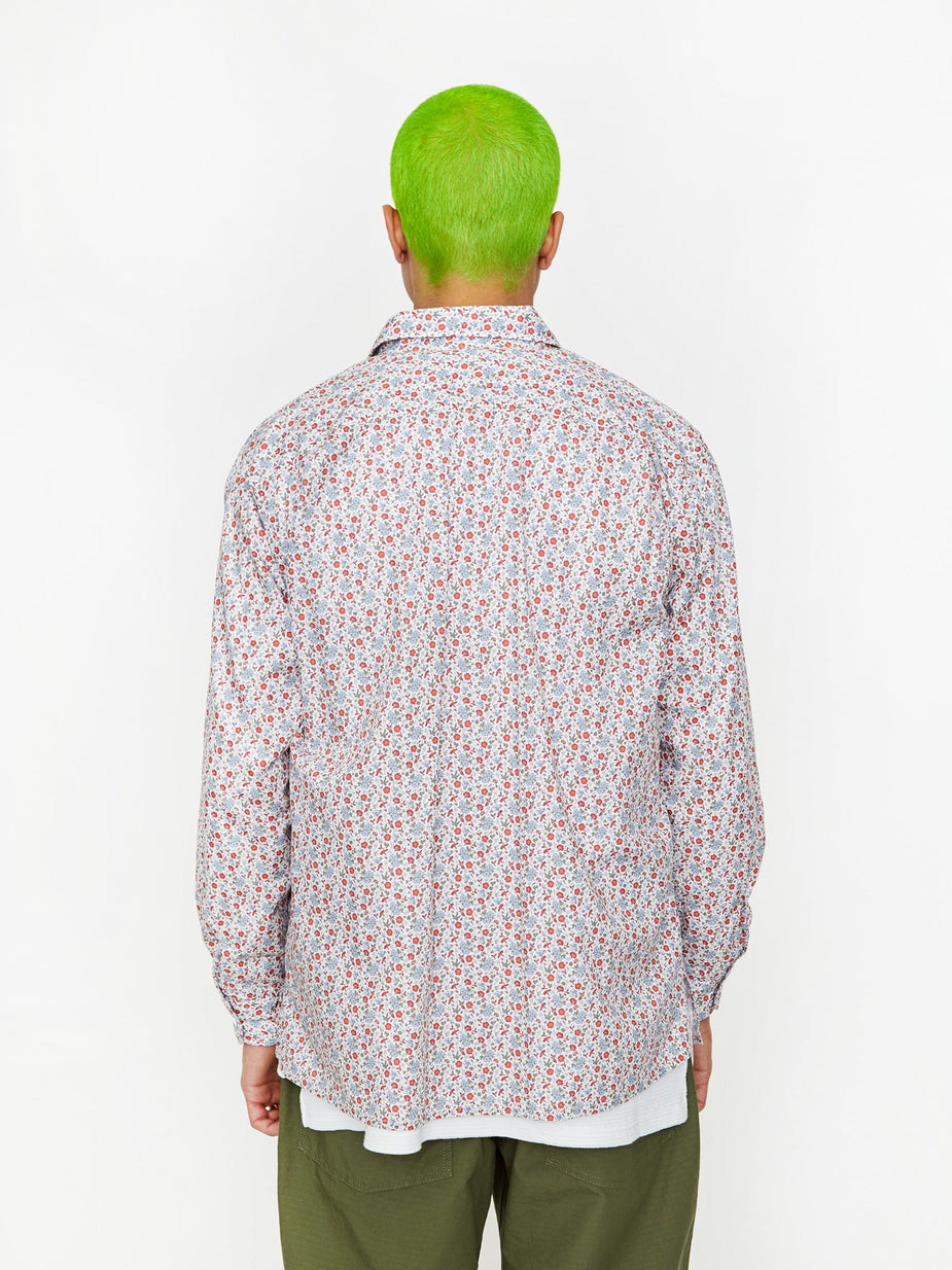 Engineered Garments Engineered Garments Classic Shirt - White/Blue/Orange Floral - Orange