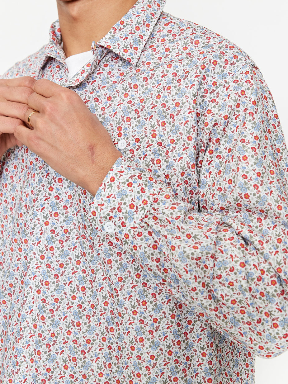 Engineered Garments Engineered Garments Classic Shirt - White/Blue/Orange Floral - Orange