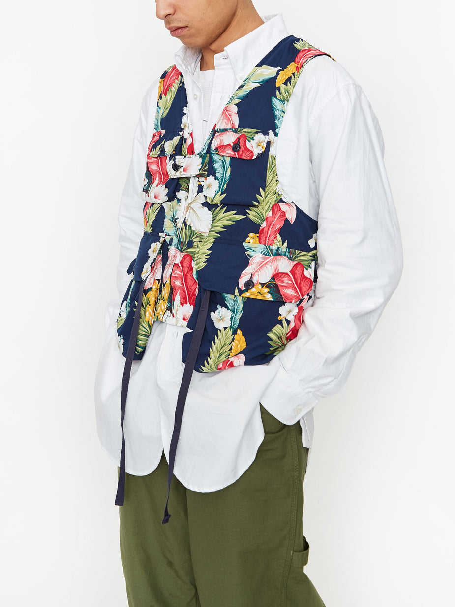 Engineered Garments Engineered Garments Game Vest - Navy Hawaiian Floral - Blue