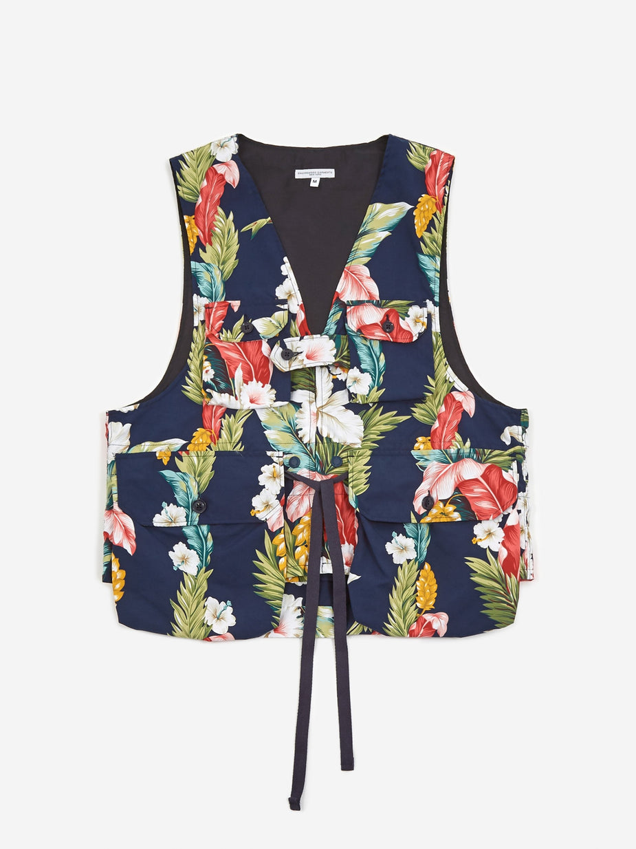 Engineered Garments Engineered Garments Game Vest - Navy Hawaiian Floral - Blue
