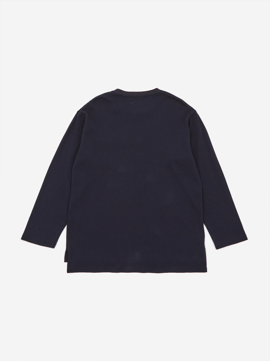 Engineered Garments Engineered Garments Longsleeve Thermal Crewneck T-Shirt - Dark Navy - Blue
