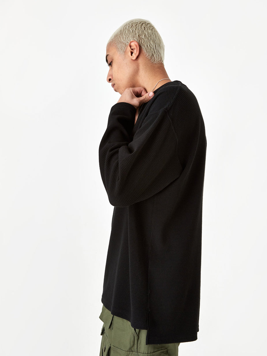 Engineered Garments Engineered Garments Longsleeve Thermal Crewneck T-Shirt - Black - Black