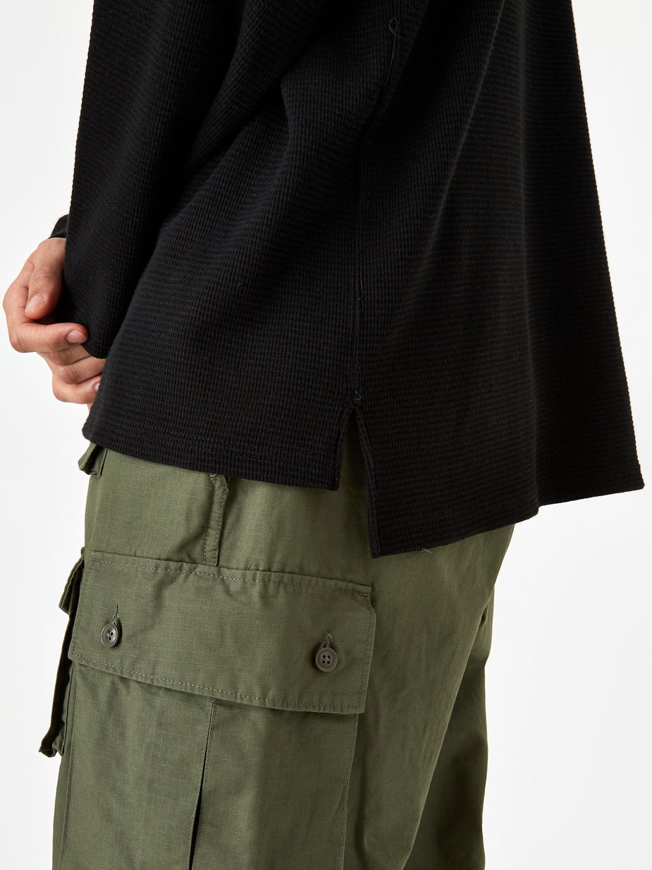 Engineered Garments Engineered Garments Longsleeve Thermal Crewneck T-Shirt - Black - Black