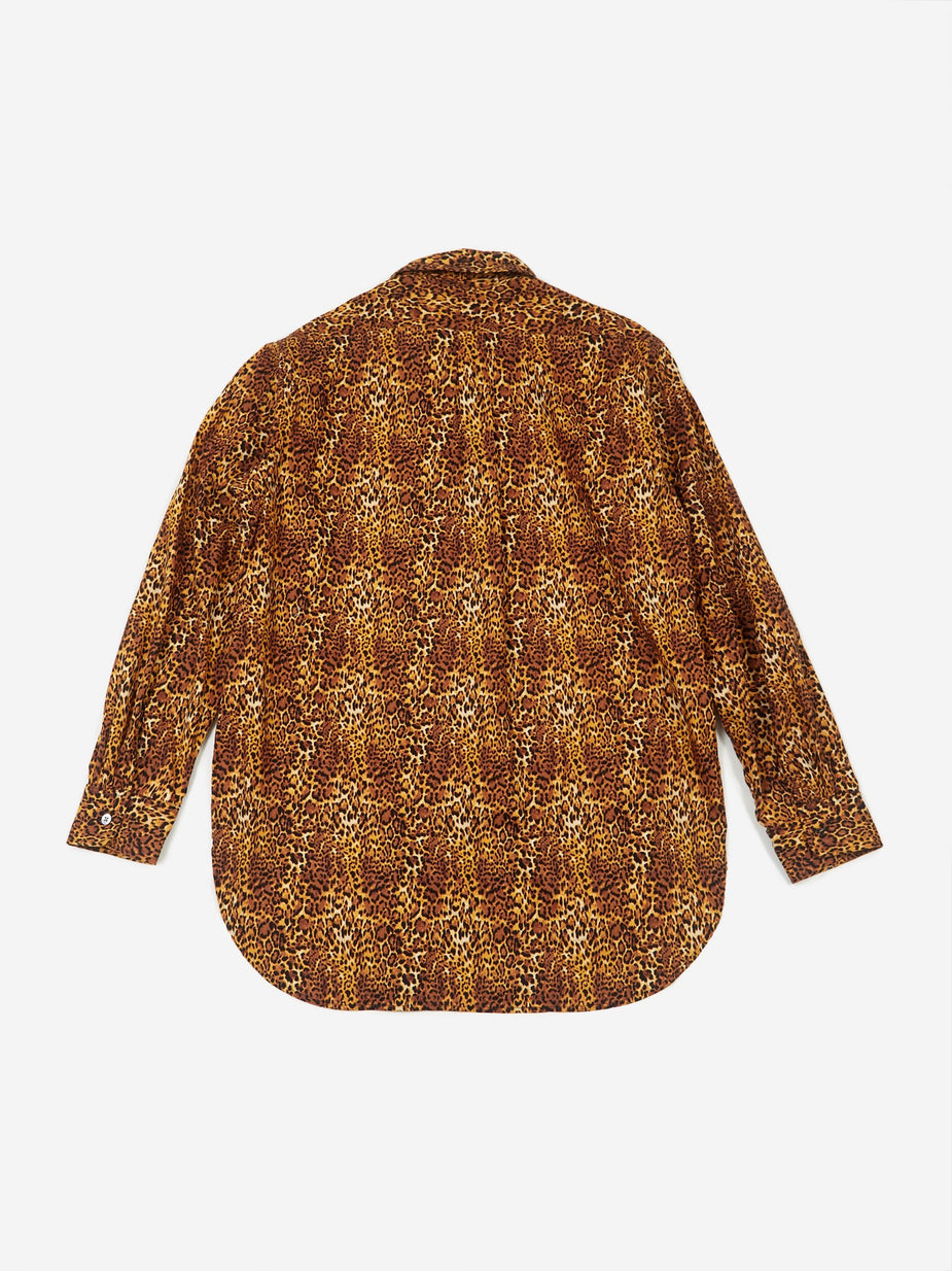 Engineered Garments Engineered Garments Rounded Collar Shirt - Brown Leopard Print - Brown