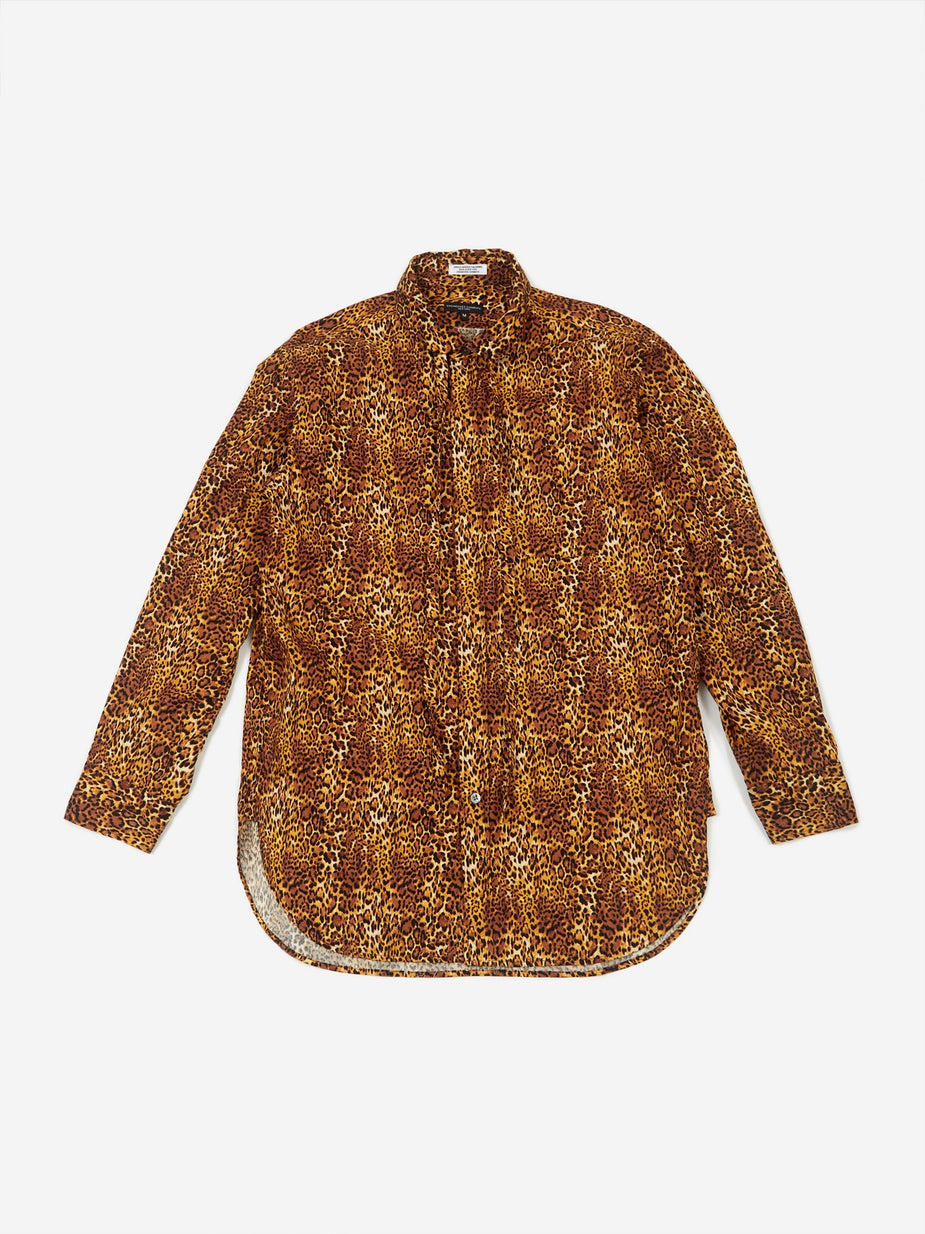 Engineered Garments Engineered Garments Rounded Collar Shirt - Brown Leopard Print - Brown