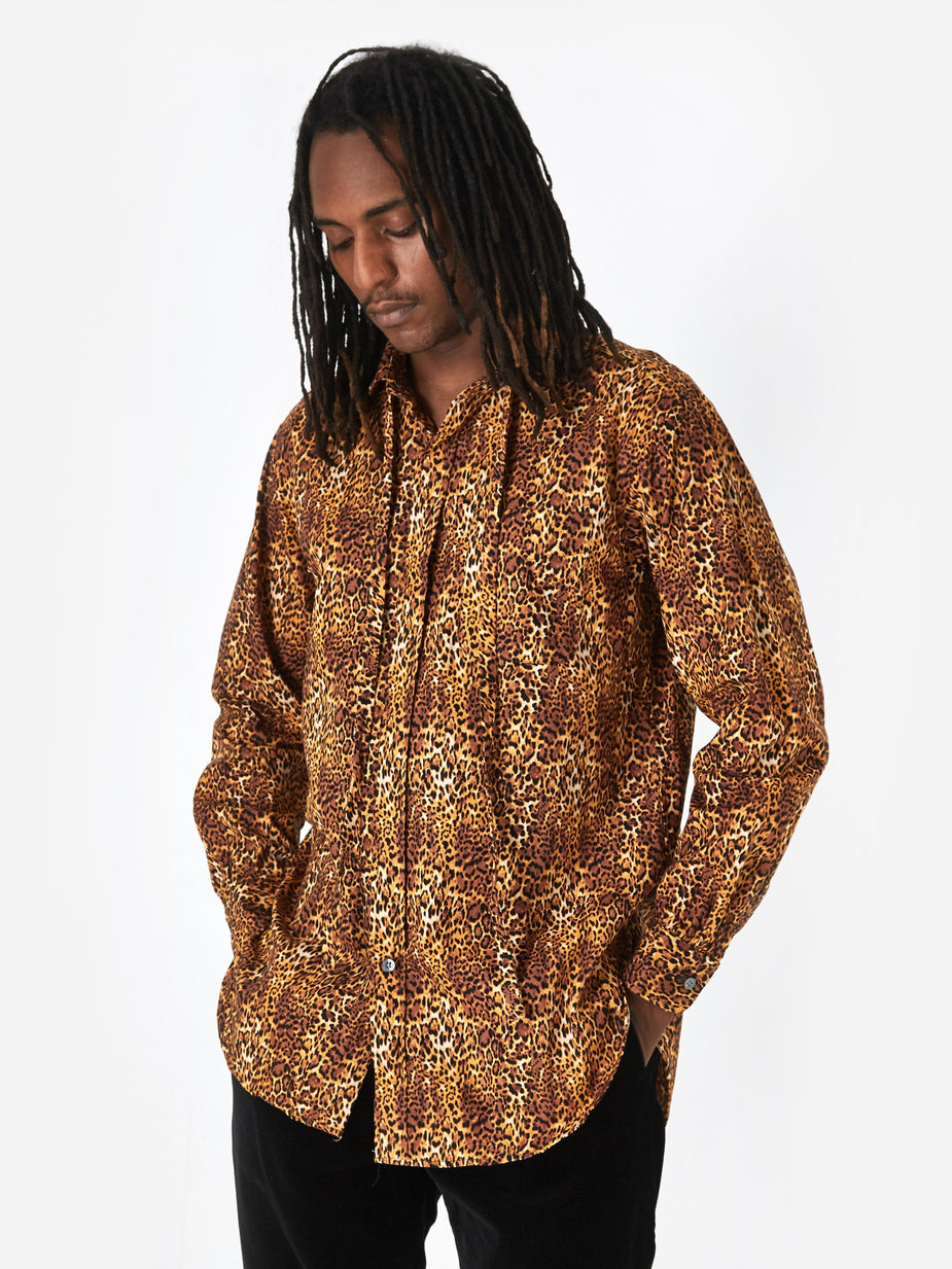 Engineered Garments Engineered Garments Rounded Collar Shirt - Brown Leopard Print - Brown