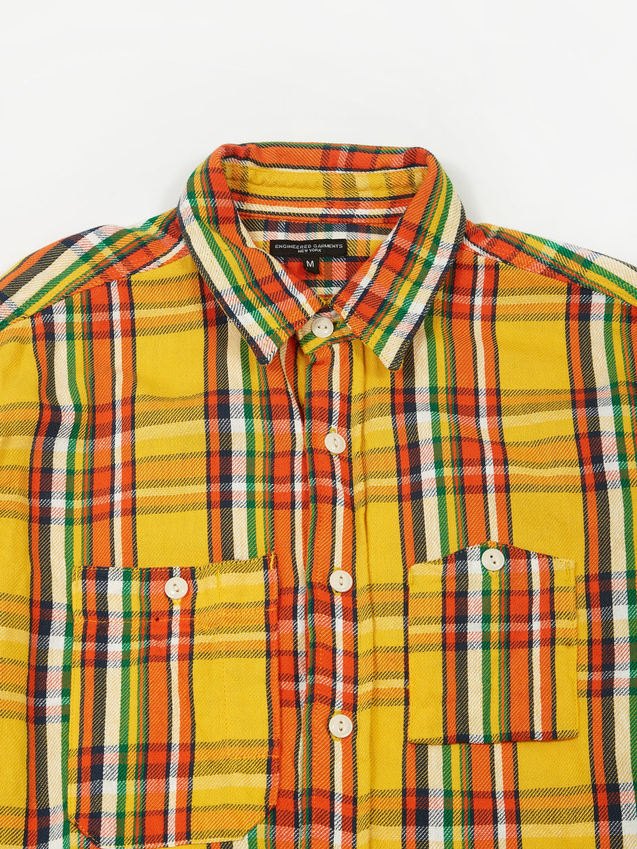 Engineered Garments Engineered Garments Work Shirt - Yellow Cotton Twill Plaid - Yellow