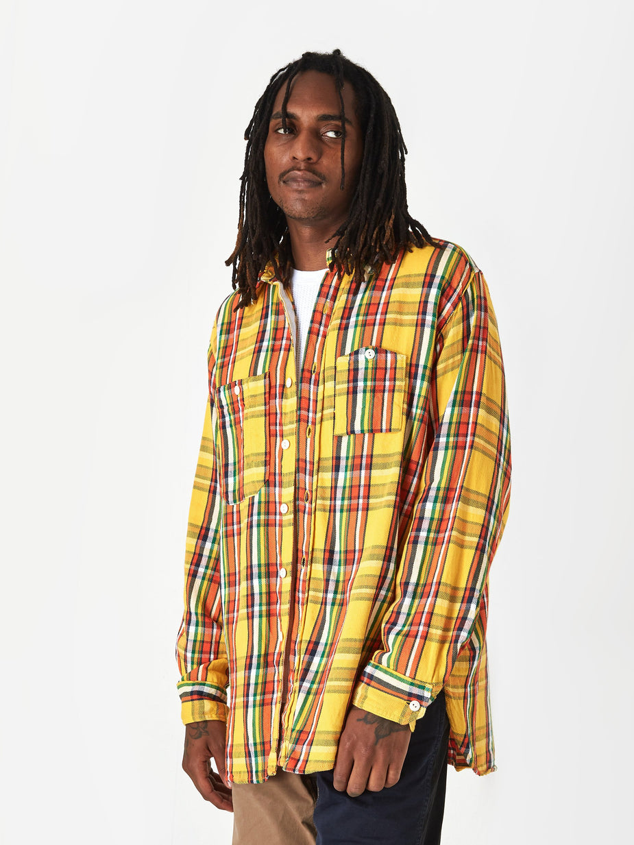 Engineered Garments Engineered Garments Work Shirt - Yellow Cotton Twill Plaid - Yellow