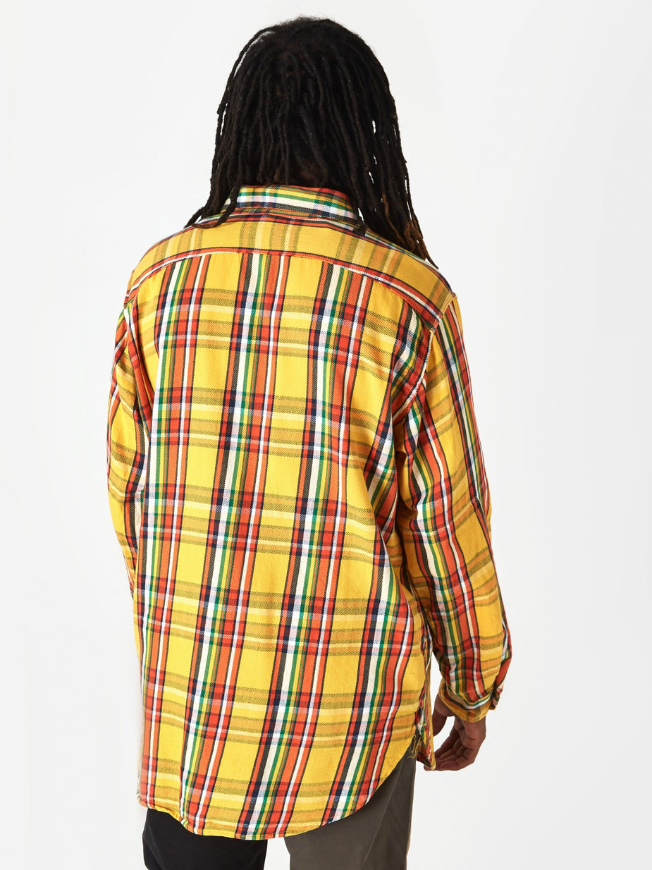 Engineered Garments Engineered Garments Work Shirt - Yellow Cotton Twill Plaid - Yellow