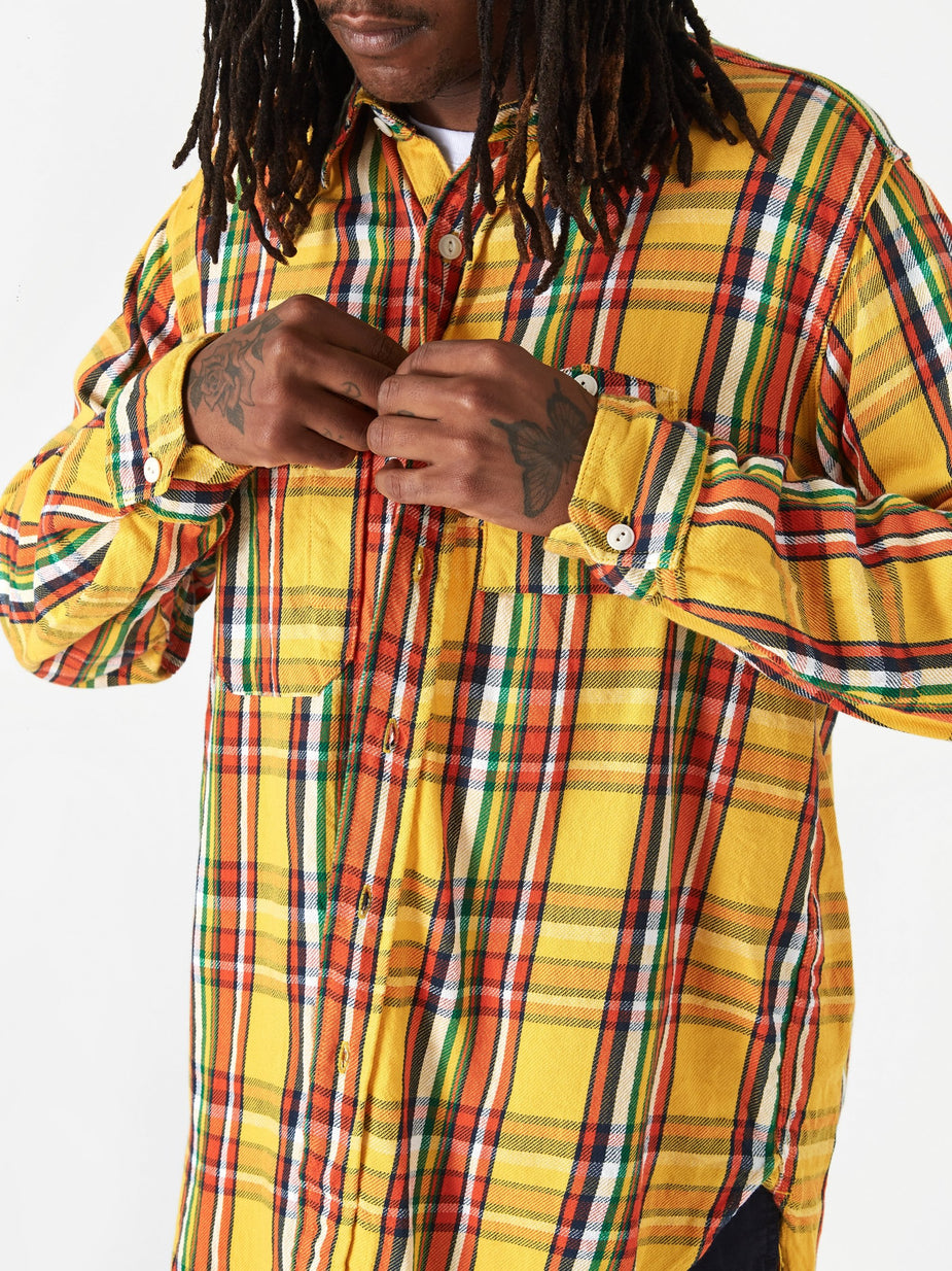 Engineered Garments Engineered Garments Work Shirt - Yellow Cotton Twill Plaid - Yellow