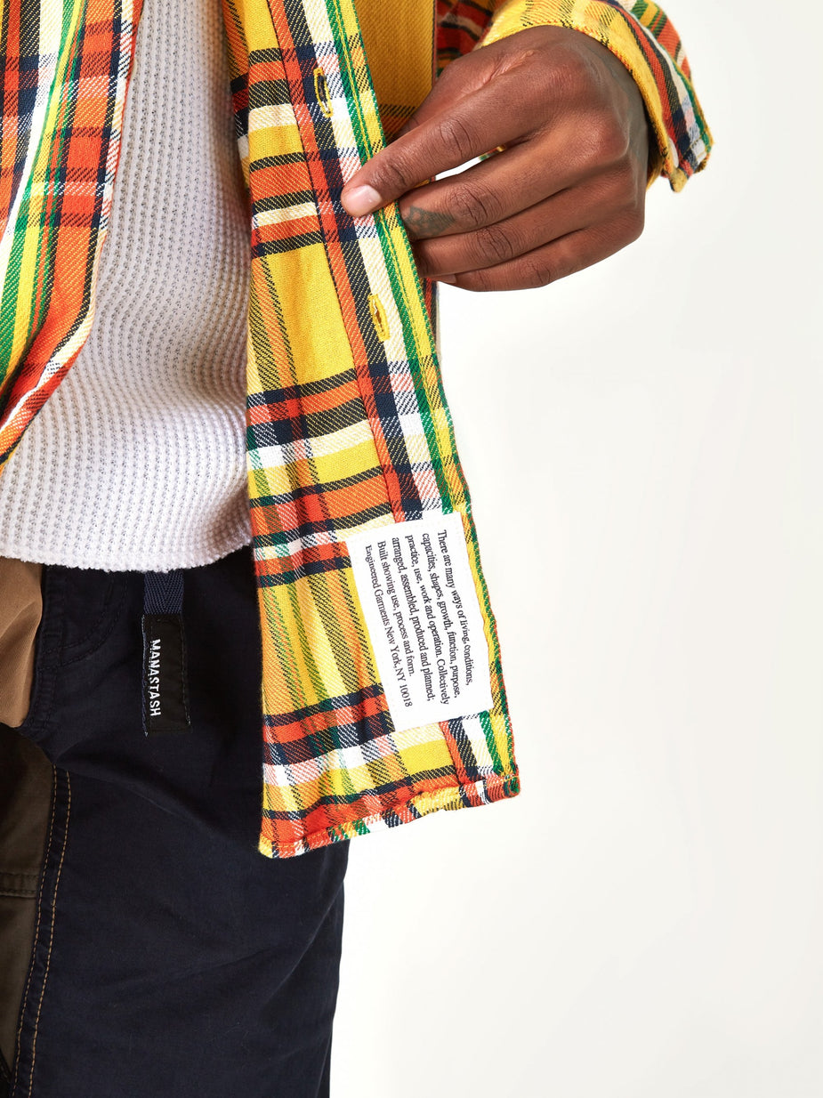 Engineered Garments Engineered Garments Work Shirt - Yellow Cotton Twill Plaid - Yellow