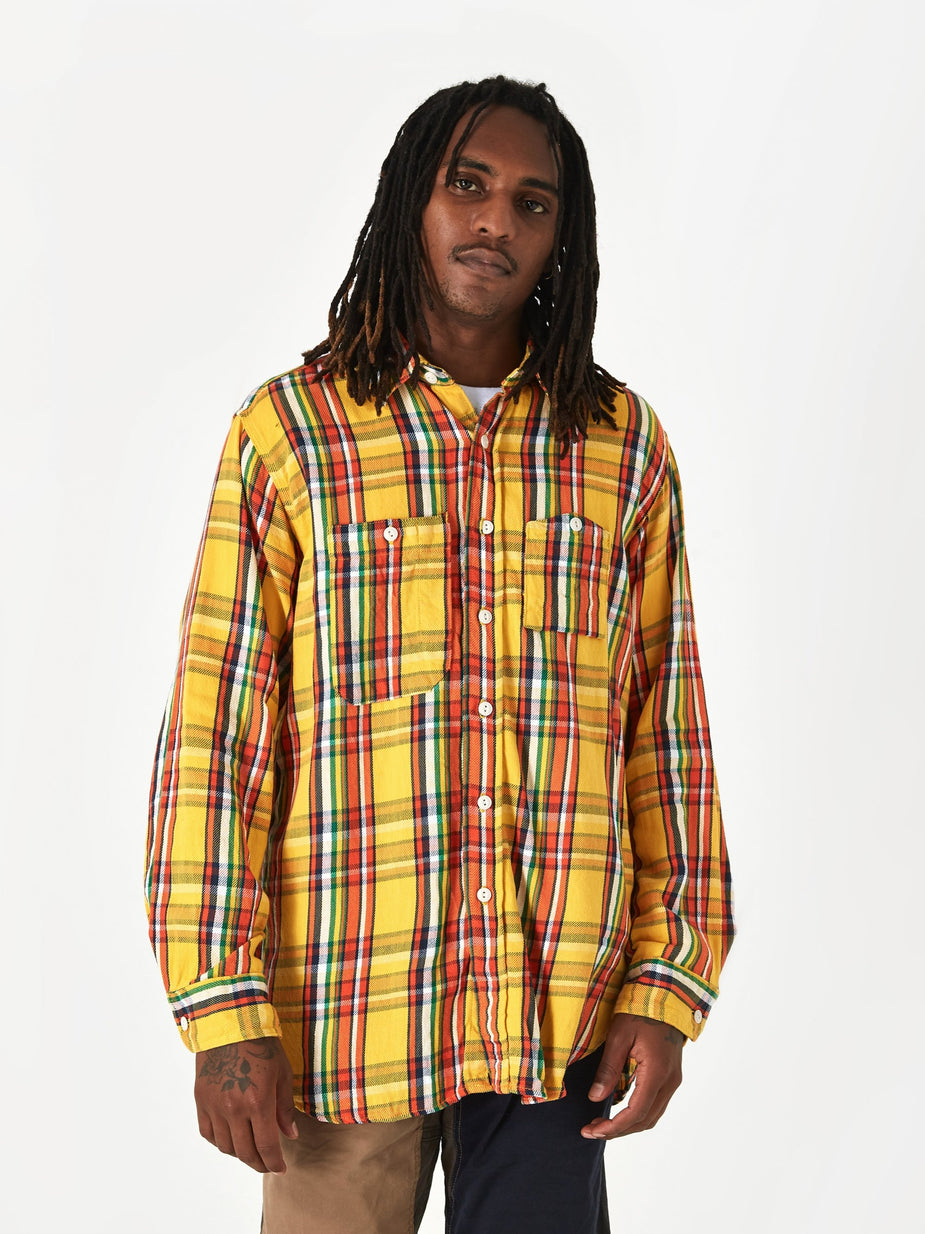 Engineered Garments Engineered Garments Work Shirt - Yellow Cotton Twill Plaid - Yellow
