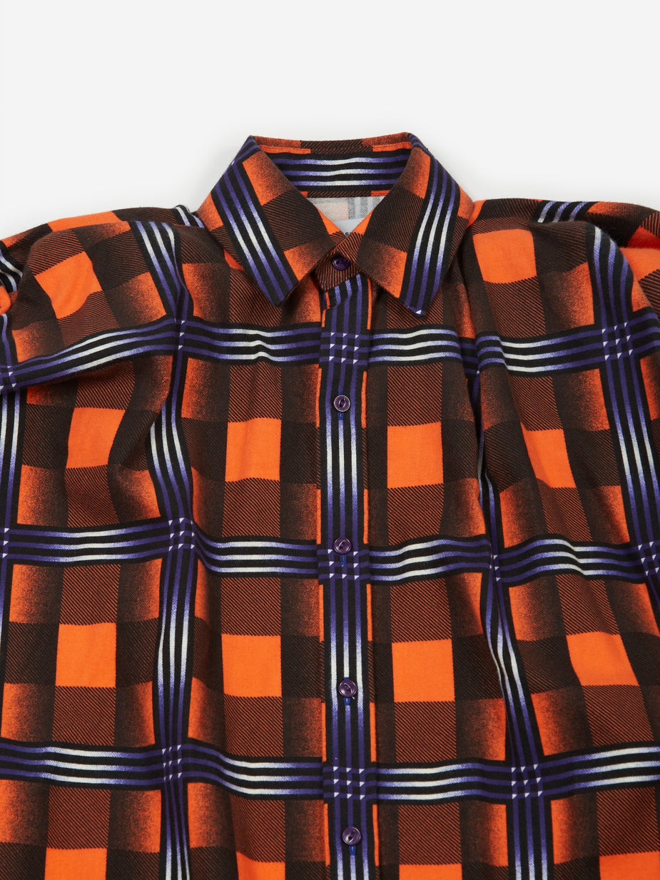 Facetasm Facetasm Checked Shirt Dress - Orange - Orange