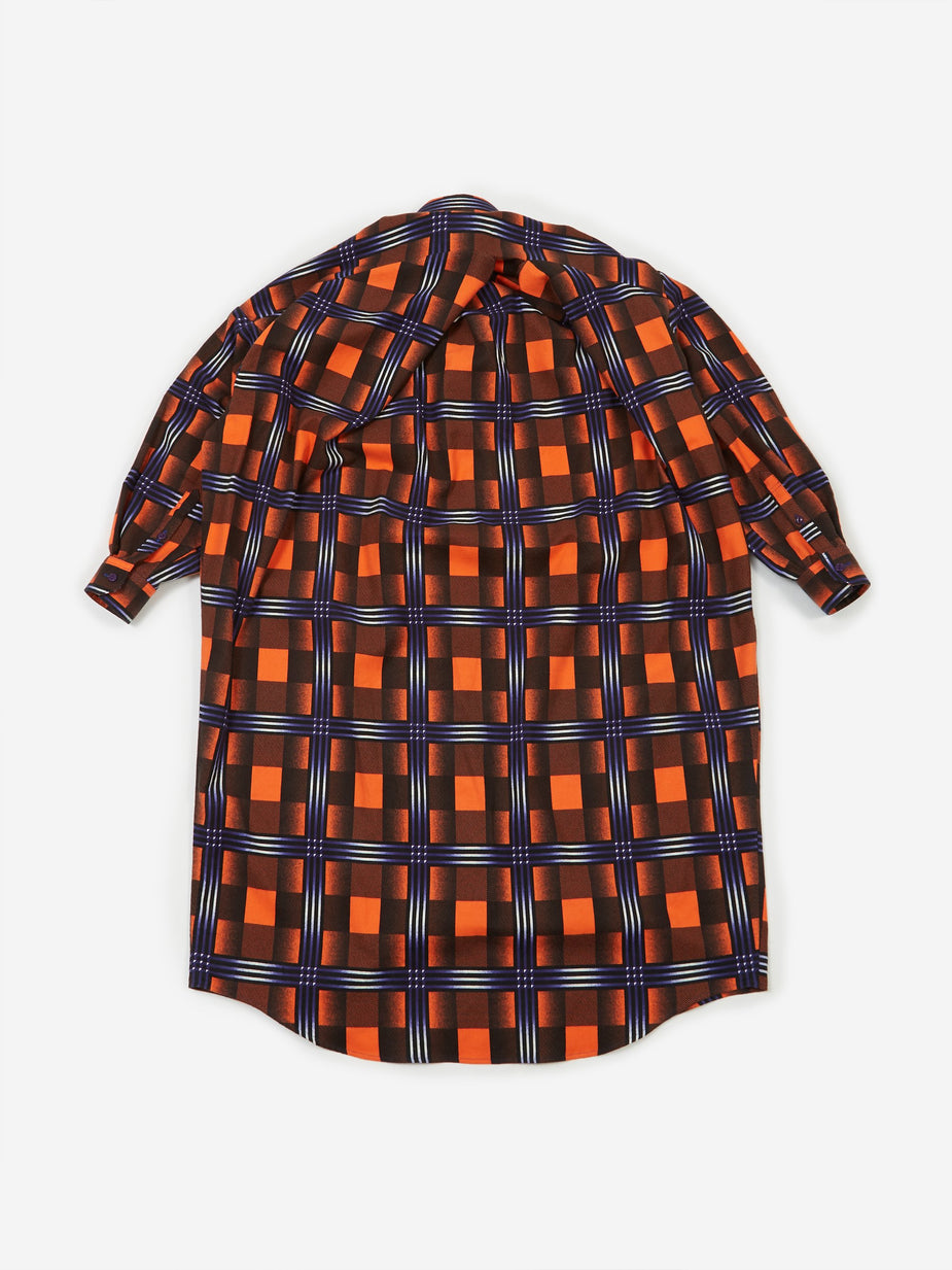 Facetasm Facetasm Checked Shirt Dress - Orange - Orange