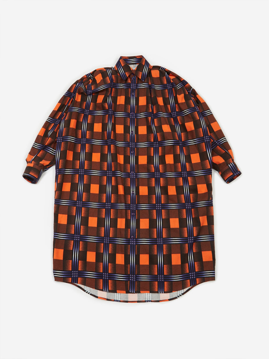 Facetasm Facetasm Checked Shirt Dress - Orange - Orange