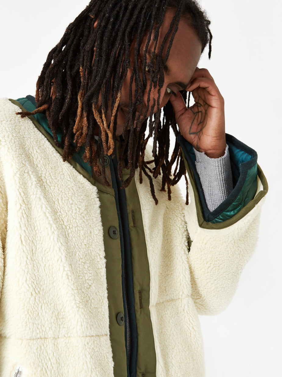 Facetasm Facetasm Fleece Liner Coat - White - White
