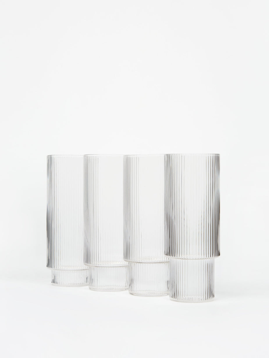 Ferm Living Ferm Living Ripple Long Drink Glass - Set of 4 - Clear - Other
