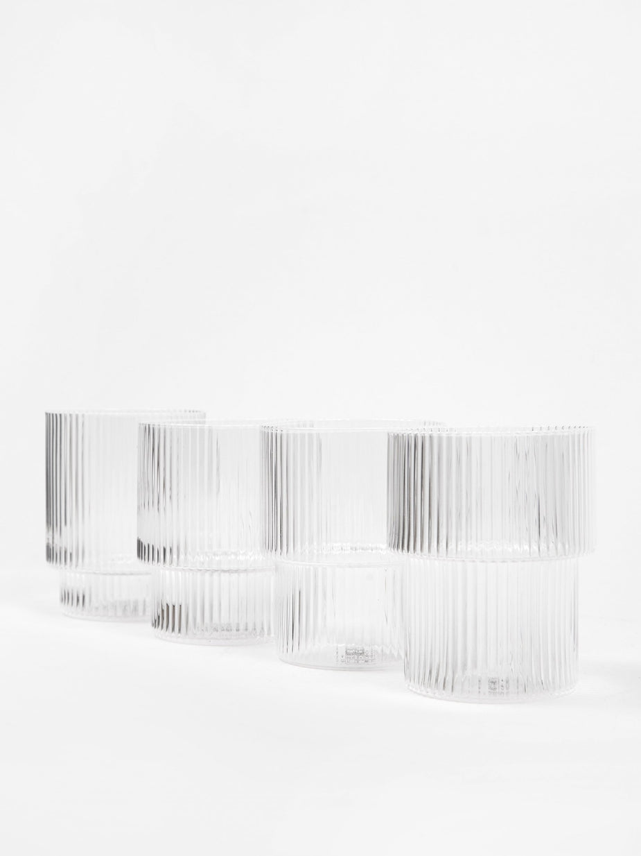 Ferm Living Ferm Living Ripple Short Drink Glass - Set of 4 - Clear - Other