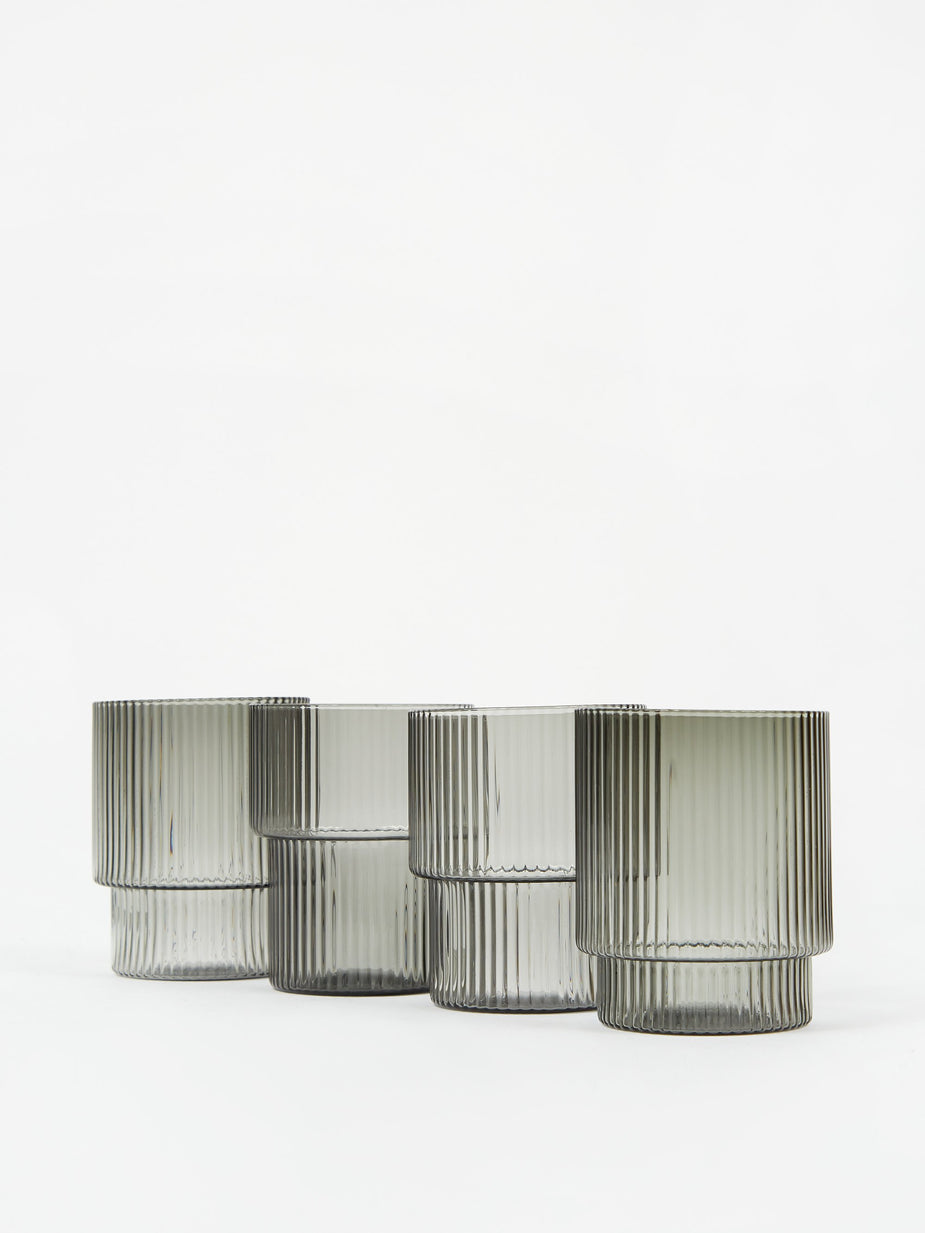 Ferm Living Ferm Living Ripple Mini Glasses Set of 4 - Smoked - Other