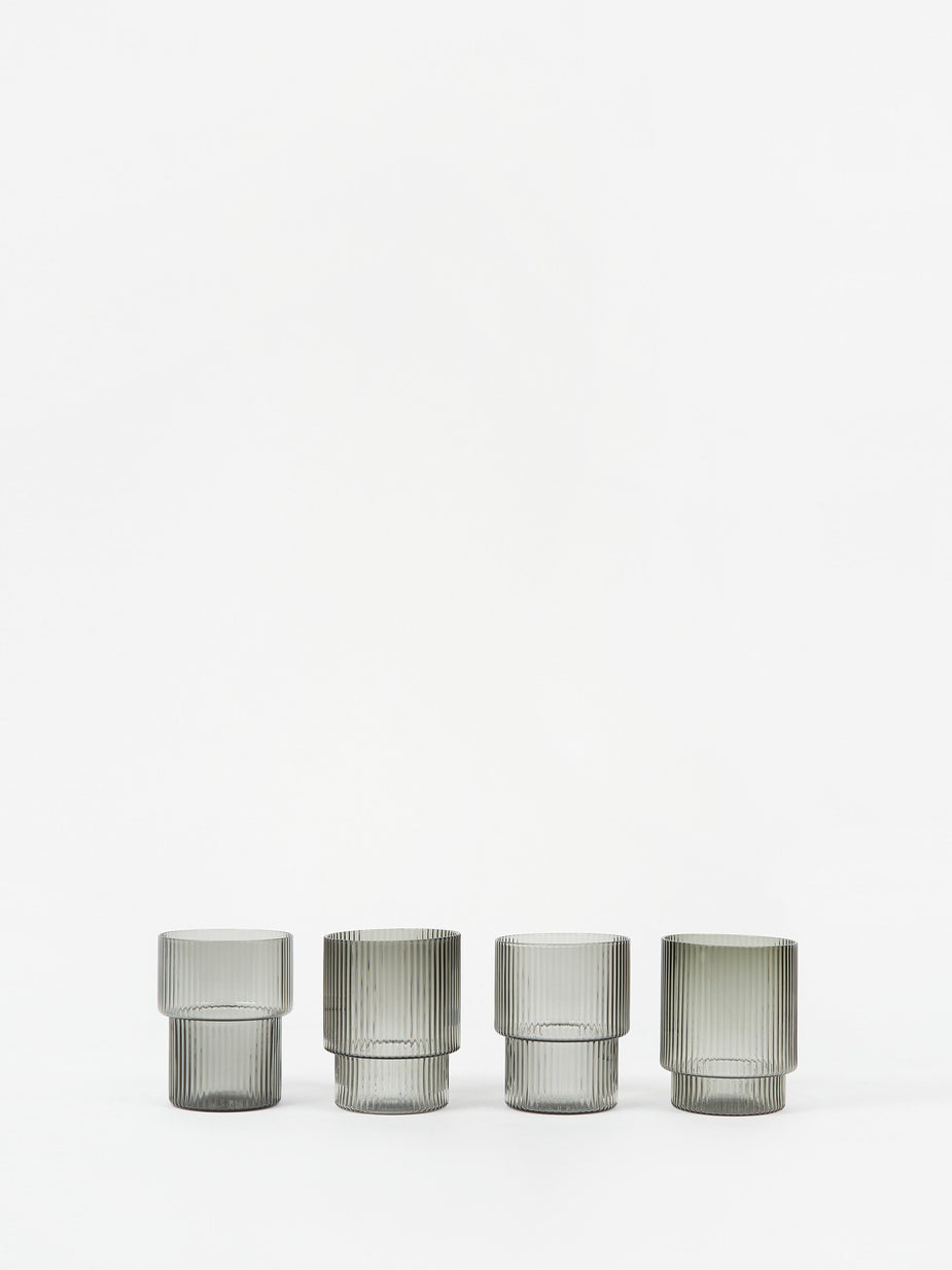Ferm Living Ferm Living Ripple Mini Glasses Set of 4 - Smoked - Other