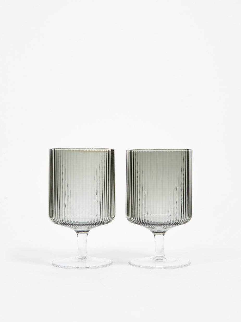 Ferm Living Ferm Living Ripple Wine Glasses Set of 2 - Smoked - Other