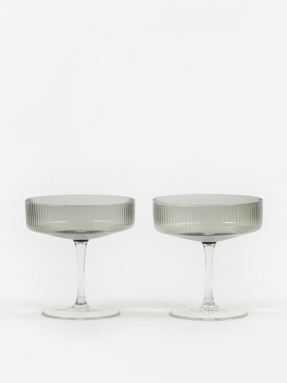 Ferm Living Ferm Living Ripple Champagne Saucer - Set of 2 - Smoke - Other