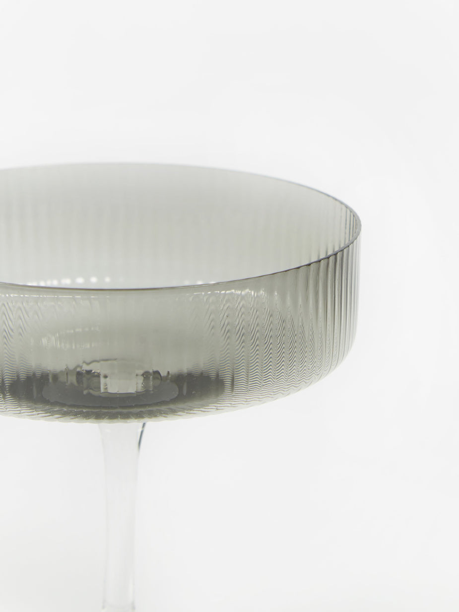 Ferm Living Ferm Living Ripple Champagne Saucer - Set of 2 - Smoke - Other