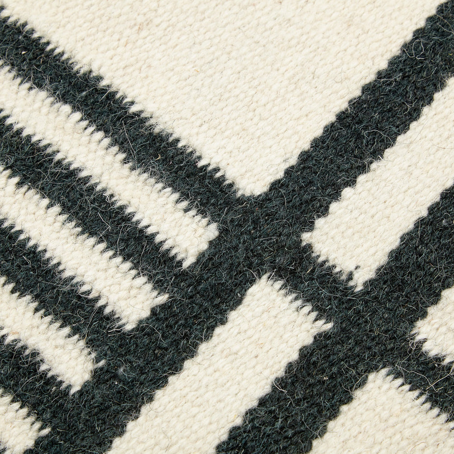 Ferm Living Ferm Living Kelim Rug - Black Lines - Small - Black