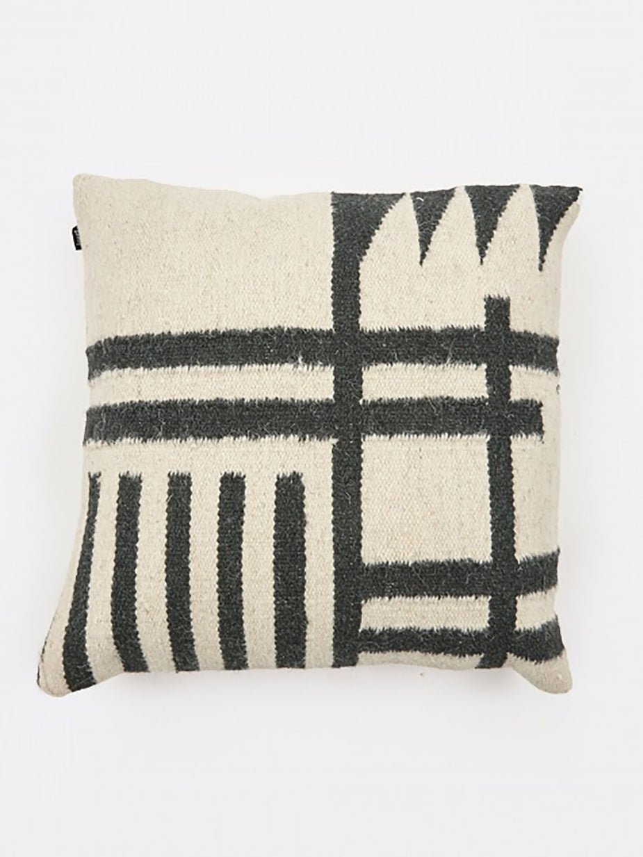 Ferm Living Ferm Living Kelim Cushion 50x50cm - Black Lines - Black