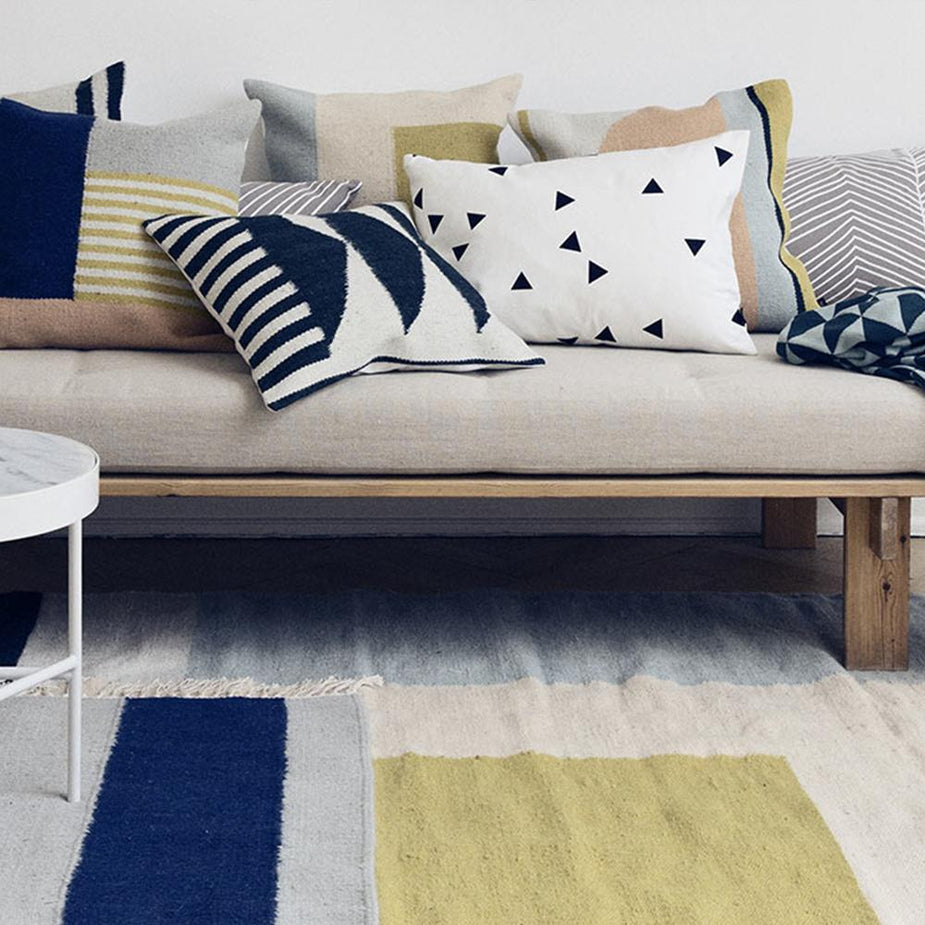 Ferm Living Ferm Living Kelim Rug - Black Lines - Medium - Black