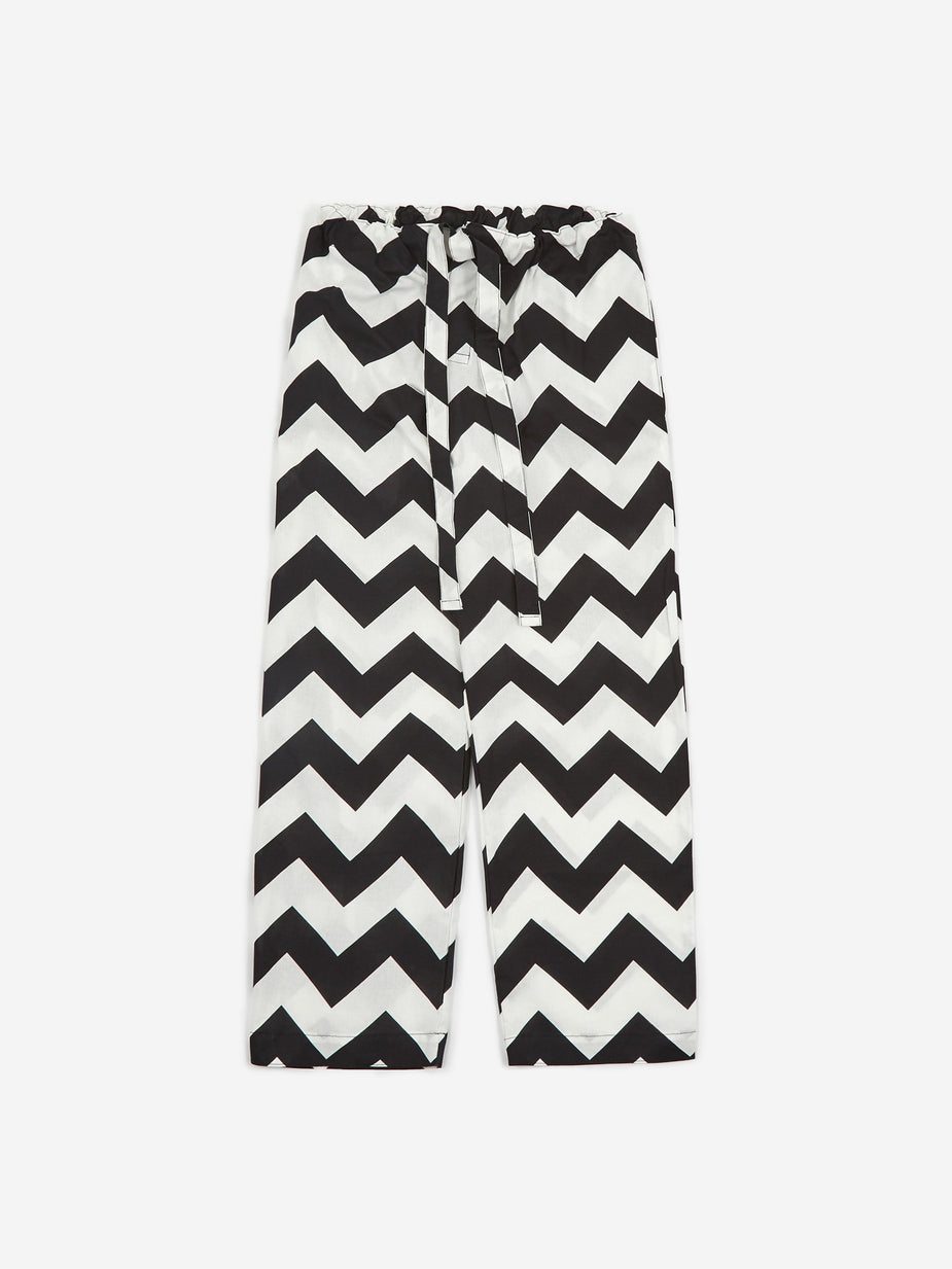 Flagstuff Flagstuff Zig Zag Pyjama Pant - White/Black - Black