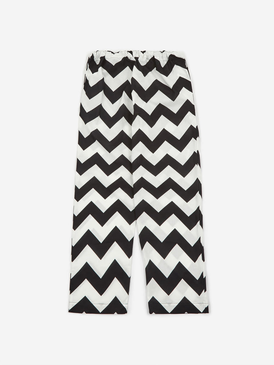Flagstuff Flagstuff Zig Zag Pyjama Pant - White/Black - Black