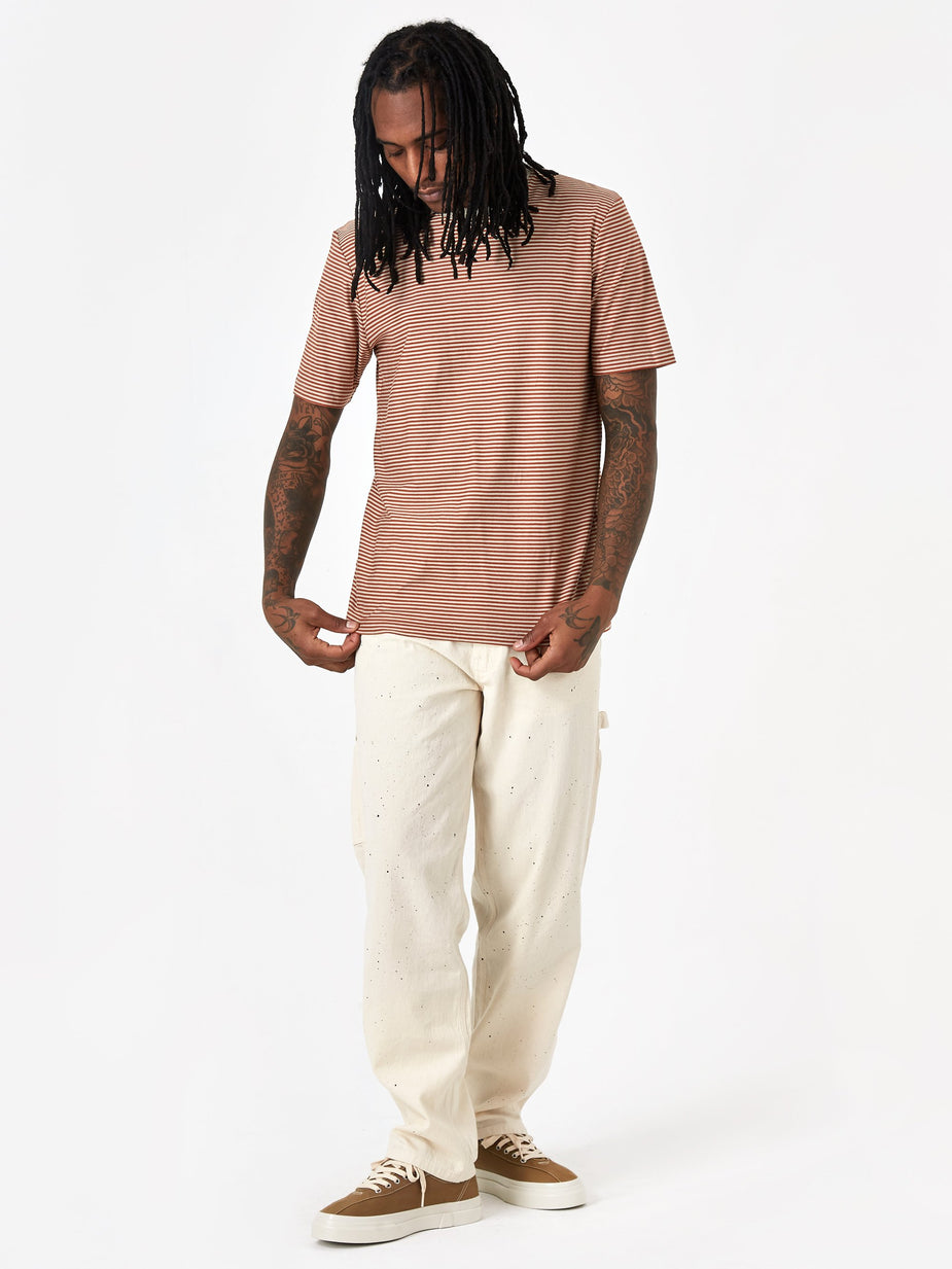 Folk Folk 1x1 Stripe Shortsleeve T-Shirt - Cinnamon Stone - Grey