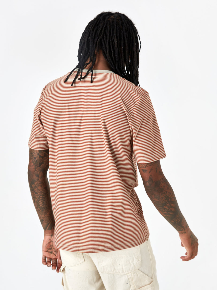 Folk Folk 1x1 Stripe Shortsleeve T-Shirt - Cinnamon Stone - Grey
