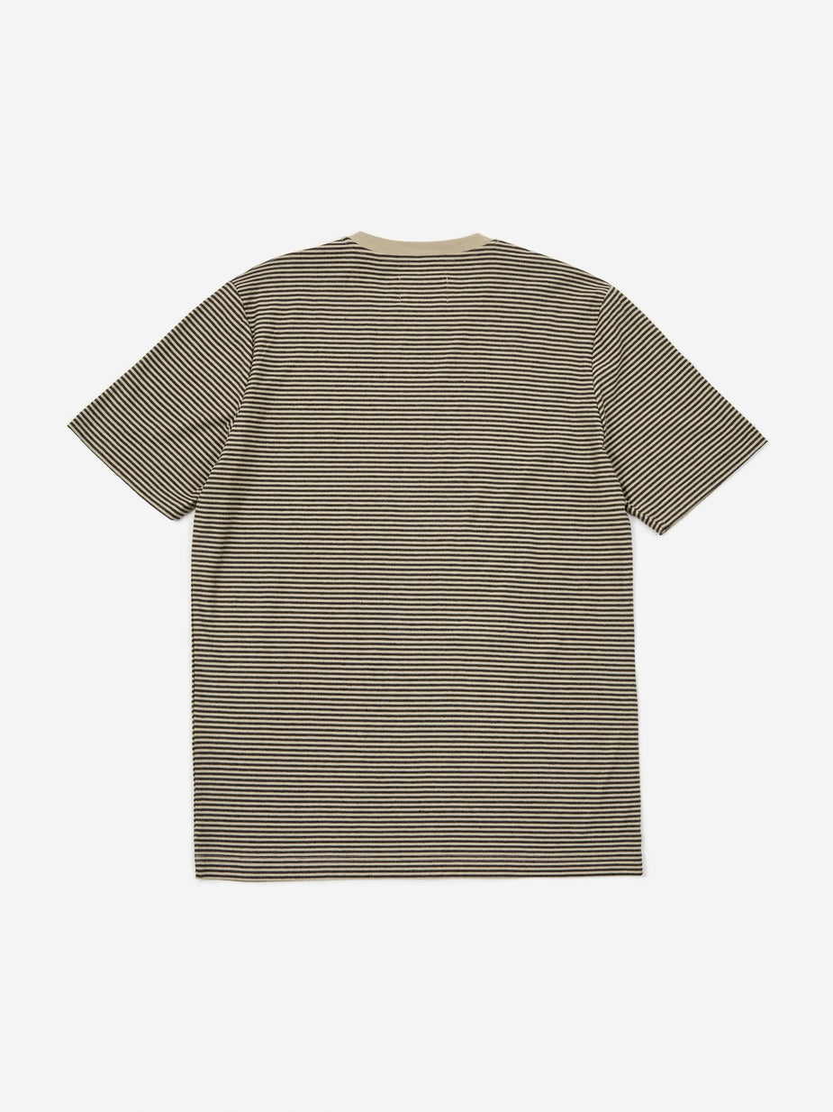 Folk Folk 1x1 Stripe Shortsleeve T-Shirt - Charcoal Melange Stone - Grey