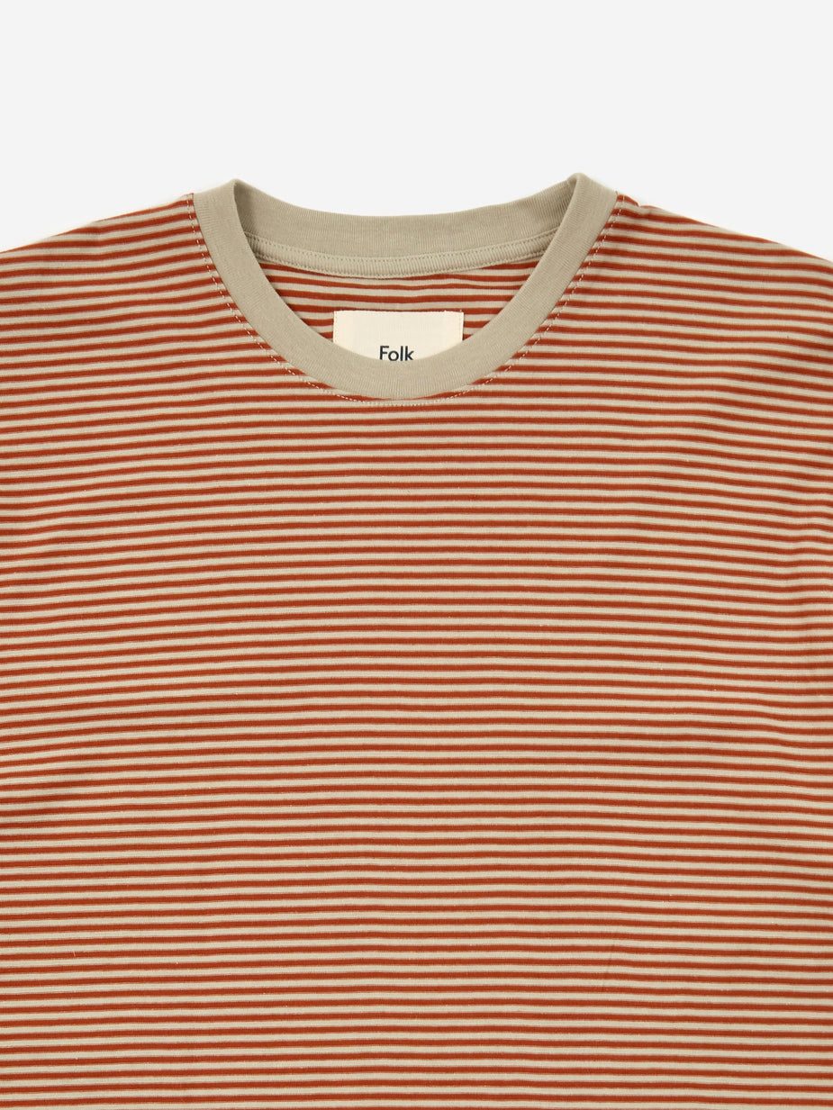 Folk Folk 1x1 Stripe Shortsleeve T-Shirt - Cinnamon Stone - Grey