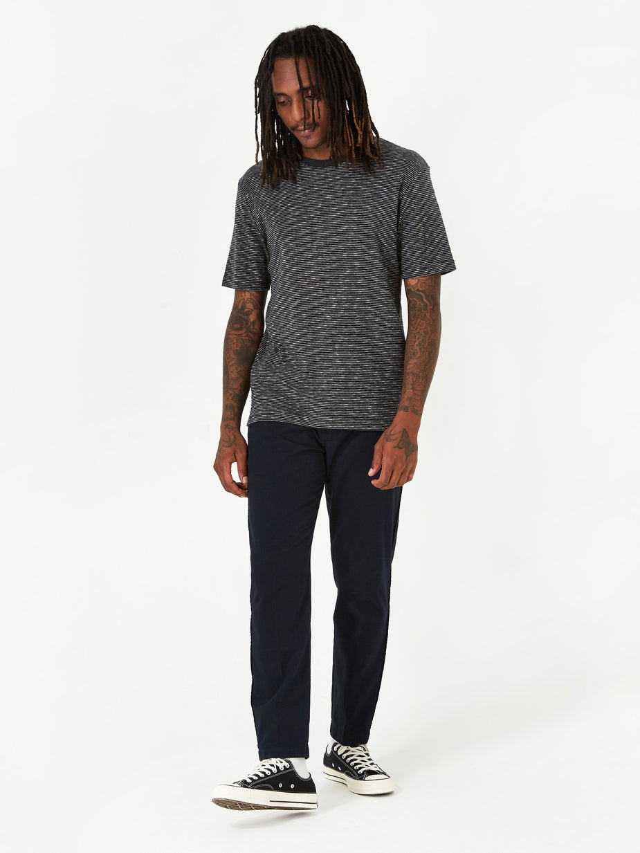 Folk Folk Fine Stripe T-Shirt - Charcoal Melange/Ecru - Neutrals