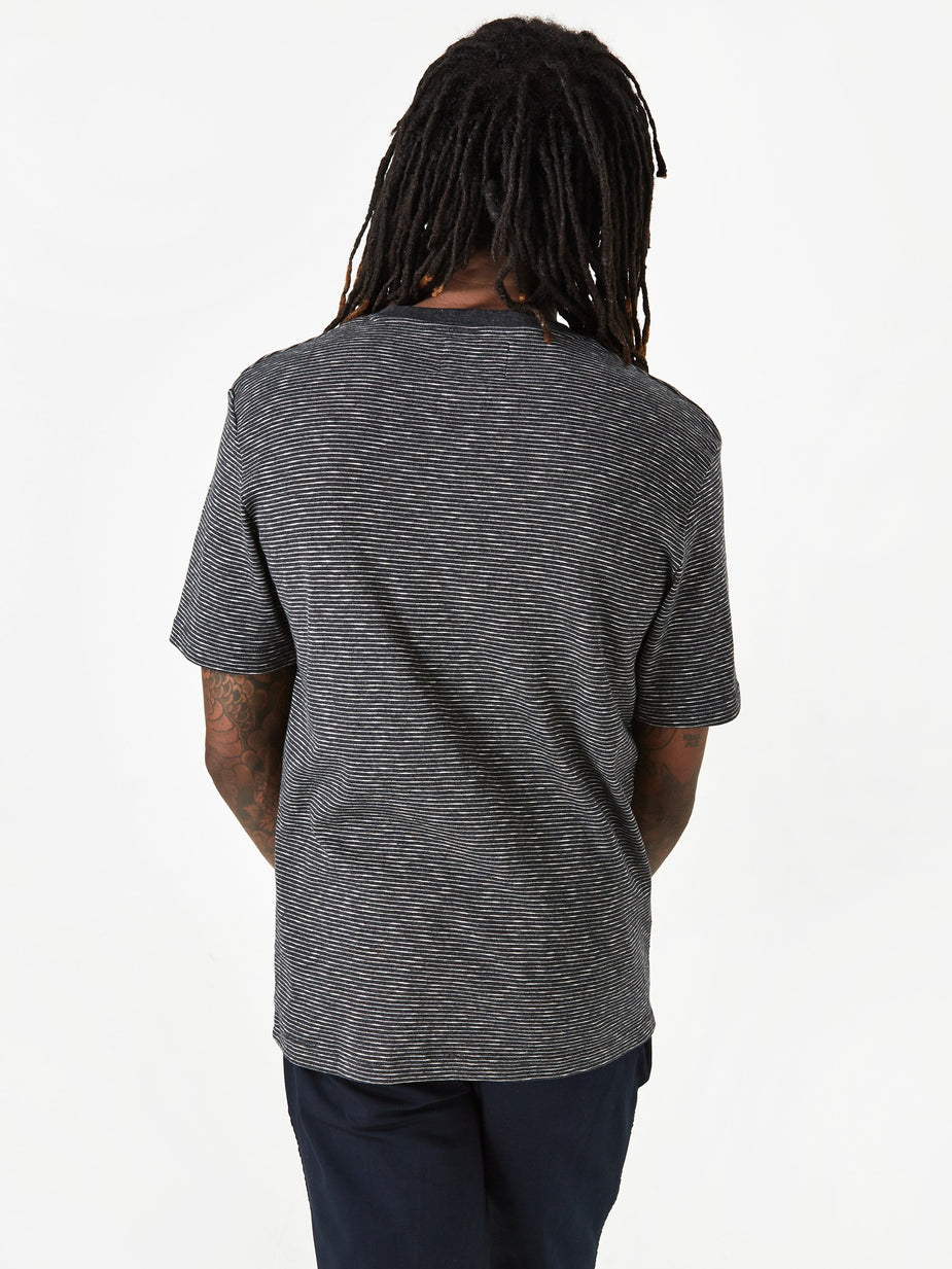 Folk Folk Fine Stripe T-Shirt - Charcoal Melange/Ecru - Neutrals