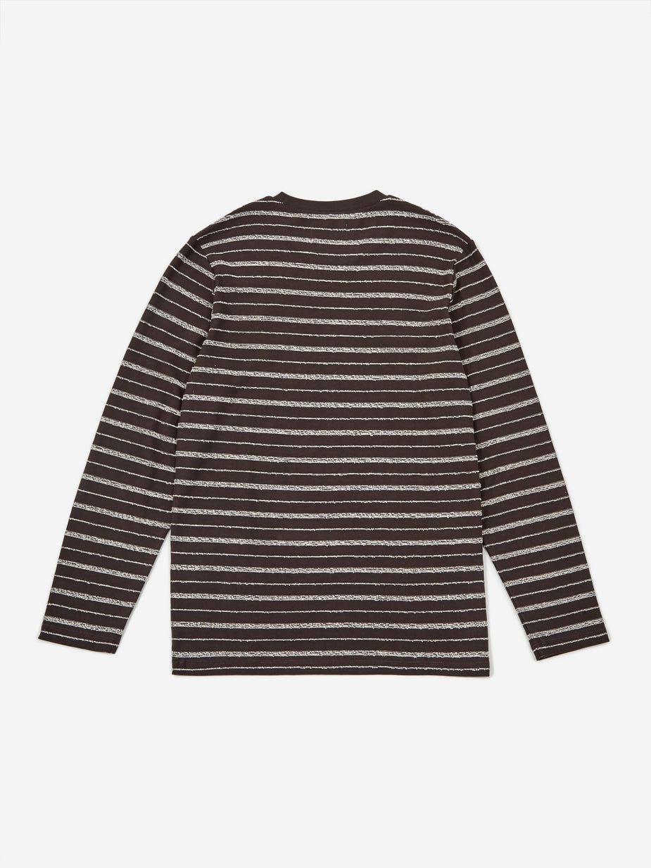 Folk Folk Longsleeve Textured Stripe T-Shirt - Charcoal Ecru - Neutrals
