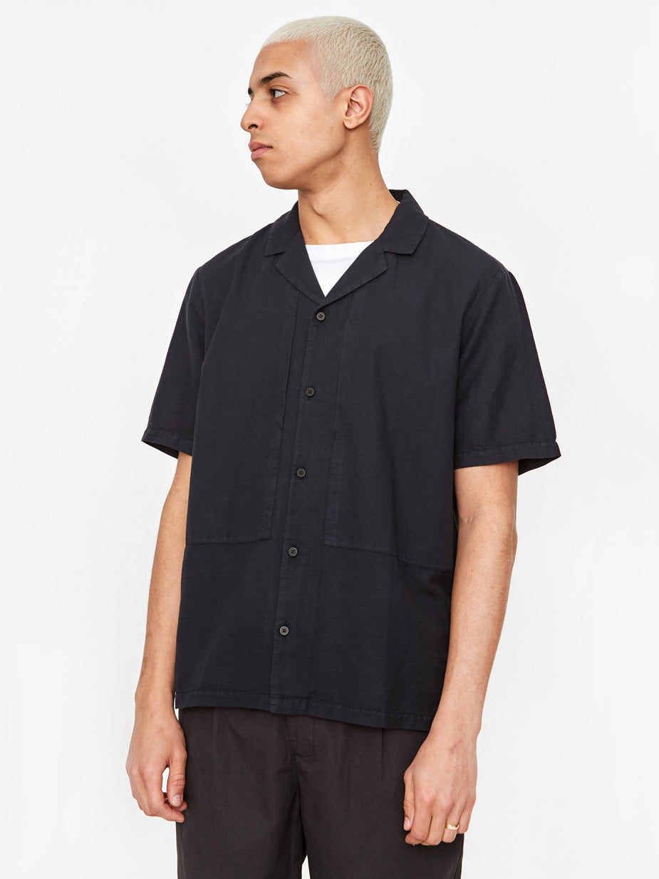 Folk Folk Overlay Shortsleeve Shirt - Soft Black - Black