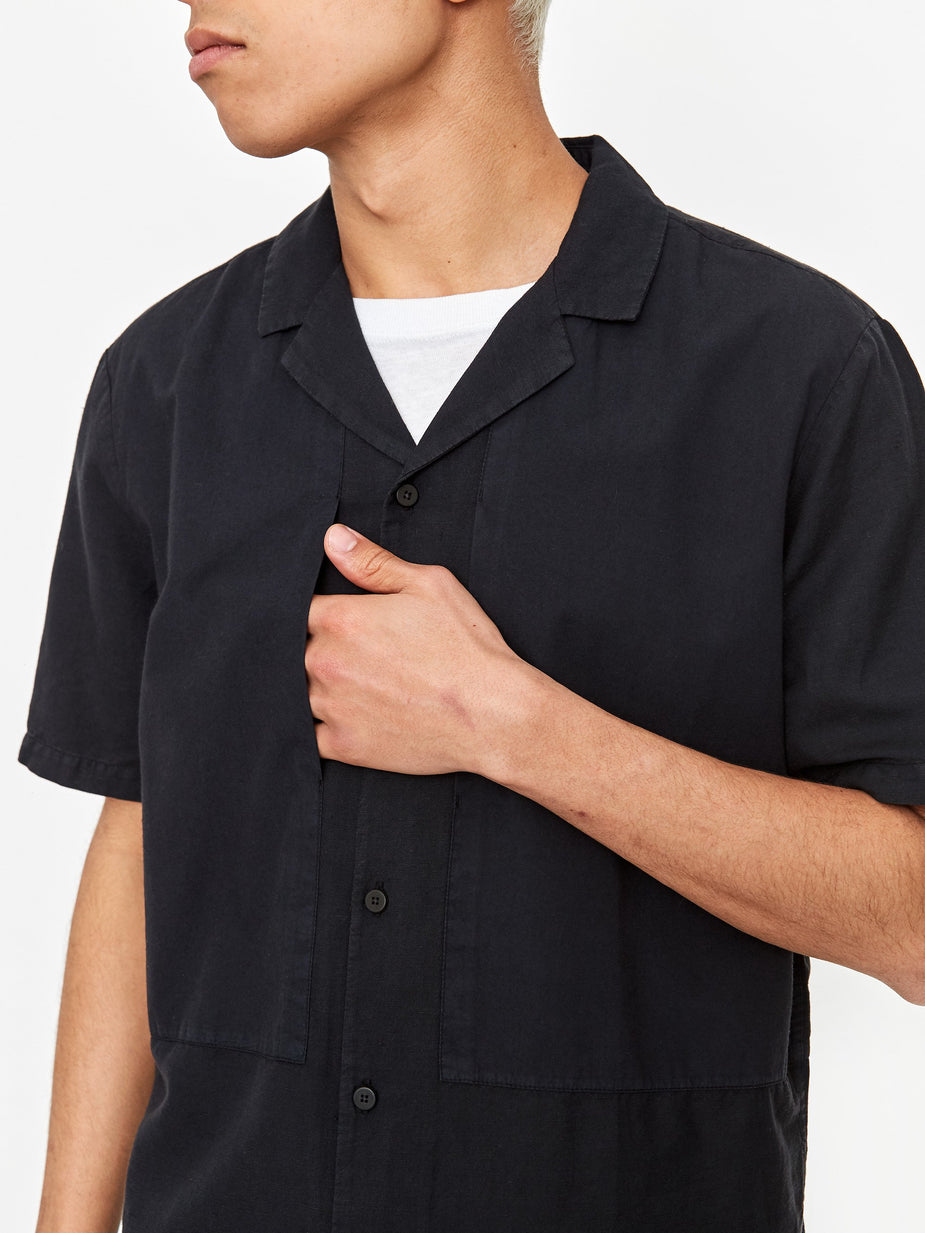 Folk Folk Overlay Shortsleeve Shirt - Soft Black - Black