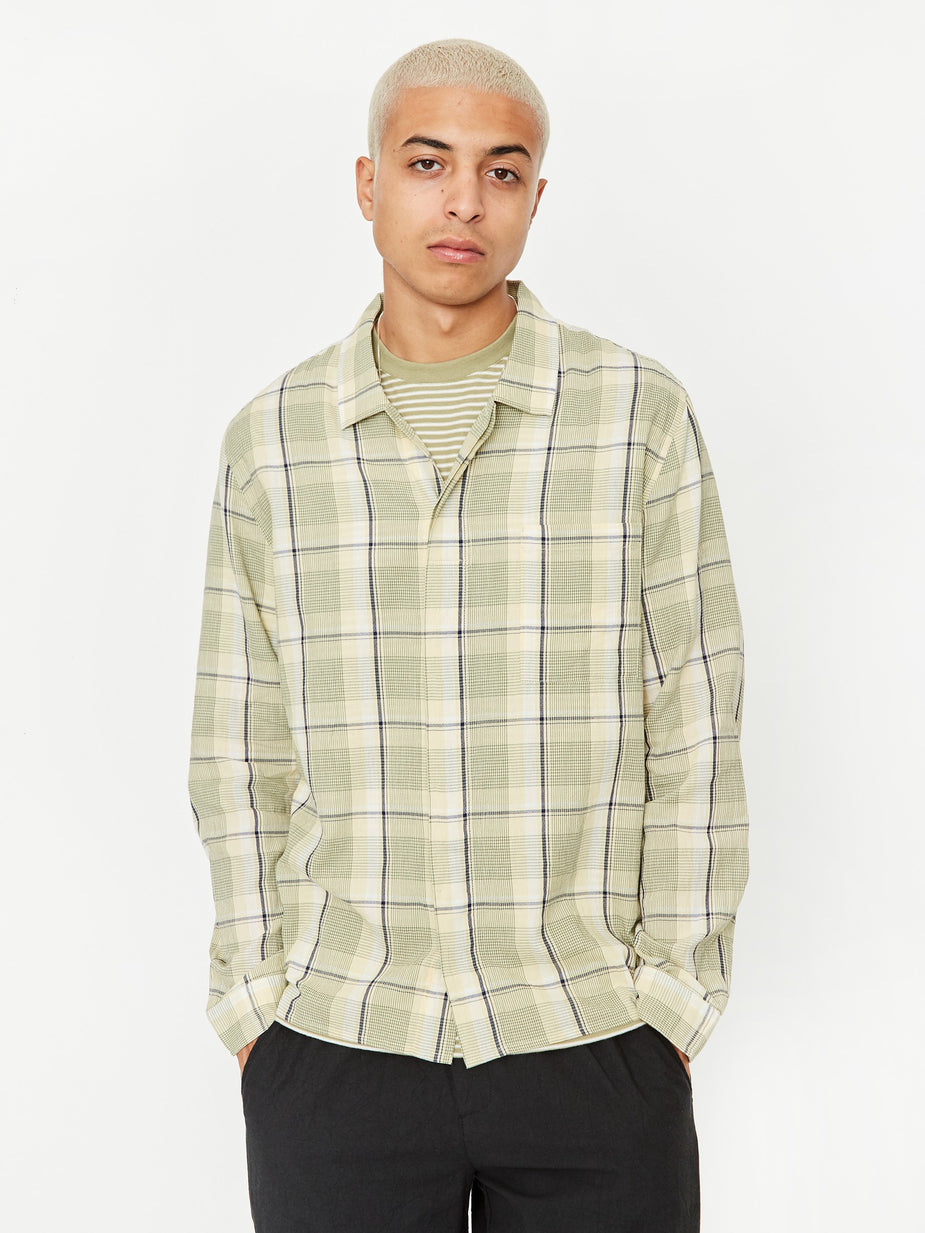 Folk Folk Patch Shirt - Olive Multi Check - Green