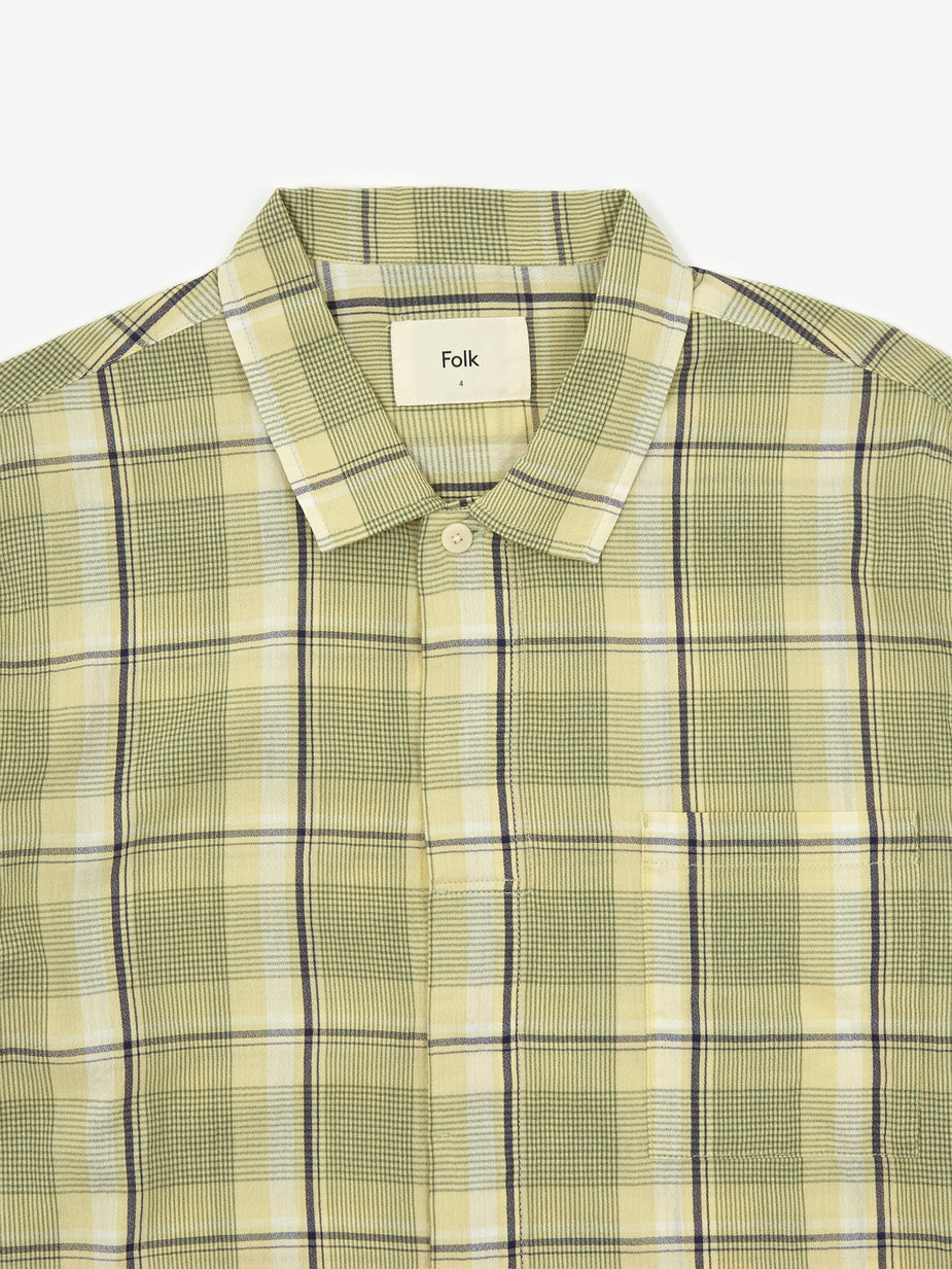 Folk Folk Patch Shirt - Olive Multi Check - Green
